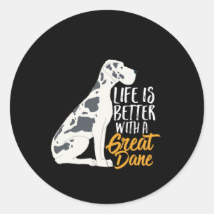 Sticker Rond Amusant et mignon grand Amoureux des chiens Danois