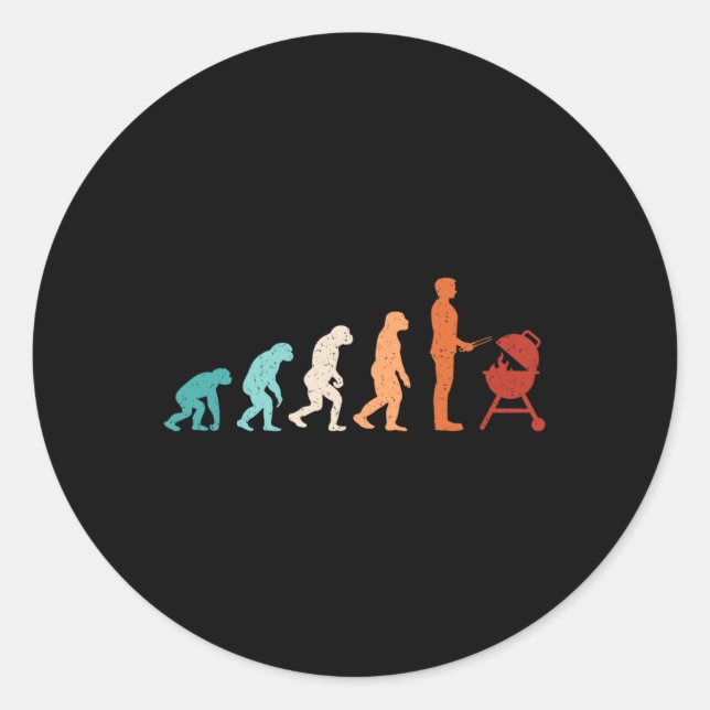 Sticker Rond Amusant Évolution Grillation Barbecue Grill Lover  (Devant)