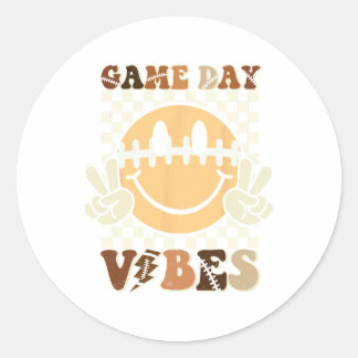 Sticker Rond Amusant Face Américain de Football Jour Vibes Spor