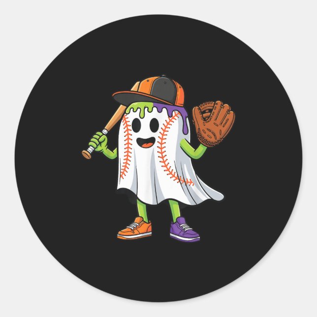 Sticker Rond Amusant Fantôme Halloween Baseball Driys Girls (Devant)