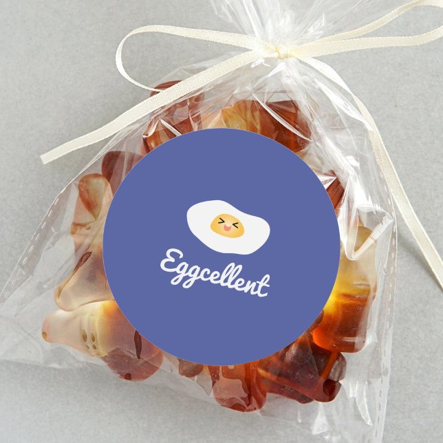 Sticker Rond Amusant Foodie Cute Egg Éggcellé Humour Food Pun (Créateur téléchargé)
