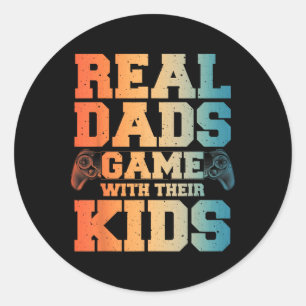 Sticker Rond Amusant Gamer Papa Art Pour Jouer Papa Papa Daddy