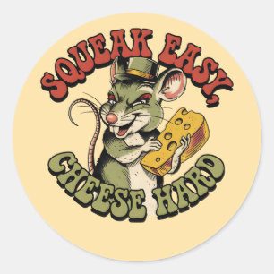 Sticker Rond Amusant Gangster Rat Design