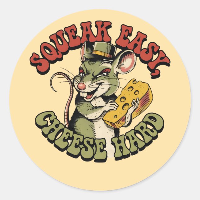 Sticker Rond Amusant Gangster Rat Design (Devant)