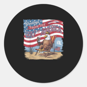 Sticker Rond Amusant Golfe D'Usa Trump Salutations Du Golfe Du