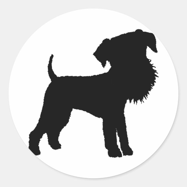 Sticker Rond Amusant Gros Tête Airedale Terrier (Devant)