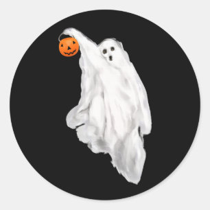 Sticker Rond Amusant Halloween adulte Hilarique fantôme