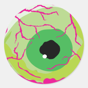 Sticker Rond Amusant Halloween effrayant mignon Zombie Eyeball