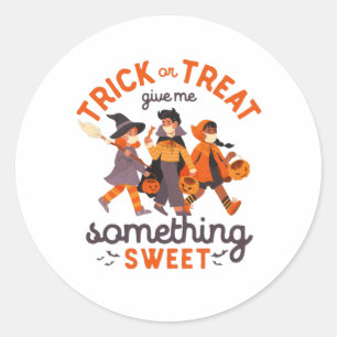 Sticker Rond Amusant Halloween Enfants Goûter à la queue ou tra