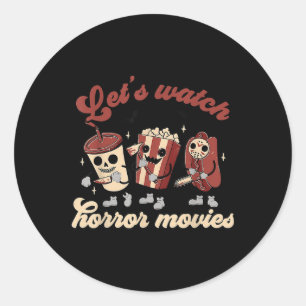 Sticker Rond Amusant Halloween Regardons Des Films D'Horreur Et