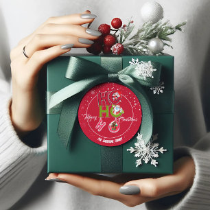 Sticker Rond Amusant HO HO Fêtes de Noël rétro