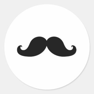 Sticker Rond Amusant Humour de moustache noire