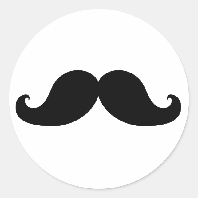 Sticker Rond Amusant Humour de moustache noire (Devant)