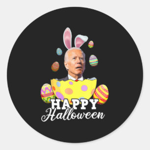 Sticker Rond Amusant Joe Biden Heureux Halloween Confus Pâques 