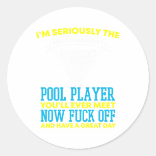 Sticker Rond Amusant Joueur De Piscine Et Billard