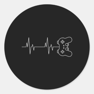 Sticker Rond Amusant Joueur Heartbeat Vidéo Jeu Lover Hommes Fe