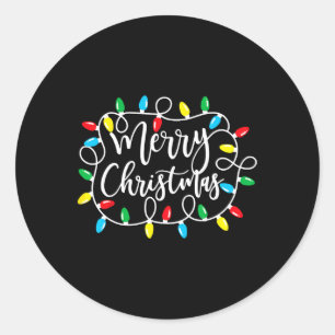 Sticker Rond Amusant Joyeux Noël Lumières Noël Famille Hommes F