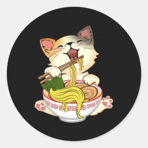 Sticker Rond Amusant Kamala Anime Chat Manger Ramen Trump nouil