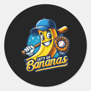 Sticker Rond Amusant Laissons aller Bananes mignonette Banane F