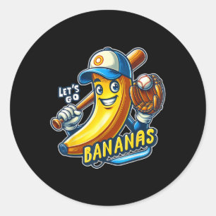 Sticker Rond Amusant Laissons aller Bananes mignonette Banane F