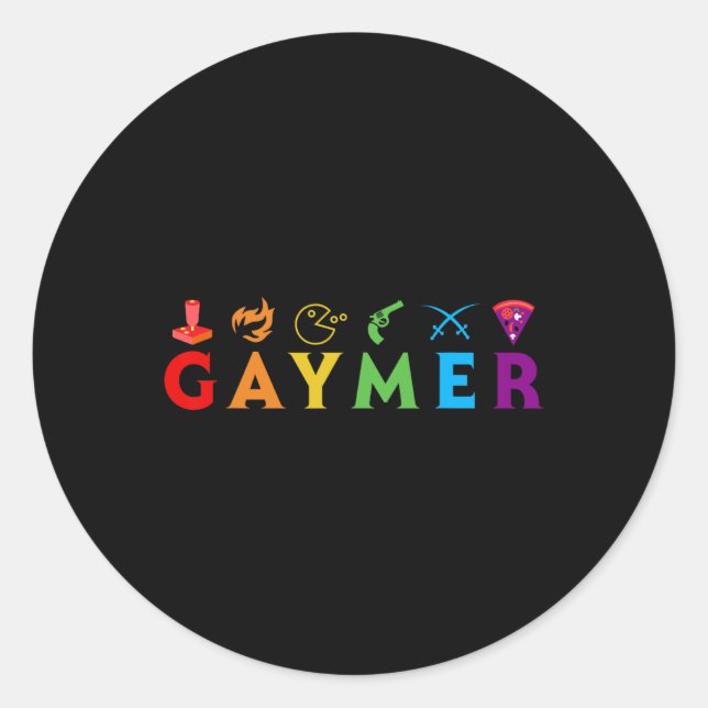 Sticker Rond Amusant Lgbt Pride Gay Gamer Vidéo Joueur (Devant)