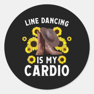 Sticker Rond Amusant Line Dancing Art Pour Femmes Hommes Line D