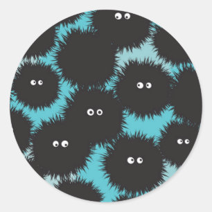 Sticker Rond Amusant monstres noirs moelleux