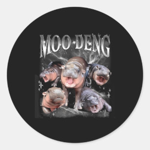 Sticker Rond Amusant Moo-deng Baby Pygmy Hippo Cute Zoo Pour Fa