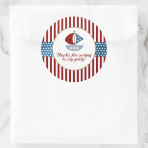 Sticker Rond Amusant Nautique Thème Anniversaire Fête