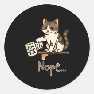 Sticker Rond Amusant Nope Conception Chat - Cat Swipes- Anti-mo