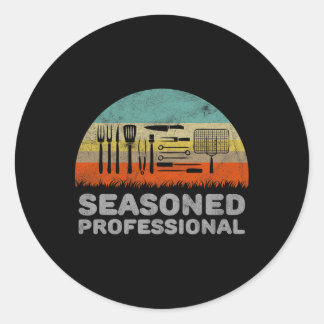 Sticker Rond Amusant Parole De Barbecue Professionnel Saisonné