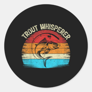 Sticker Rond Amusant Pêcheur Vintage Retro Truite Whisperer