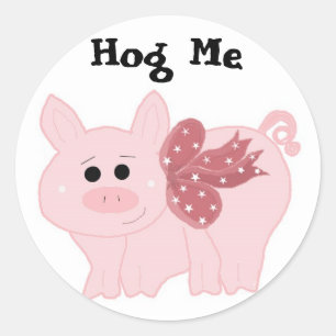 Sticker Rond Amusant Petit Cochon De Chien