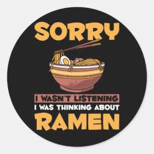 Sticker Rond Amusant Ramen amoureux nouilles japonaises accro