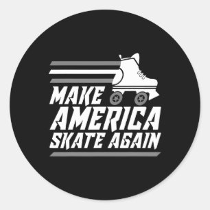 Sticker Rond Amusant Rendre America Patiner encore Cadeau Rolle
