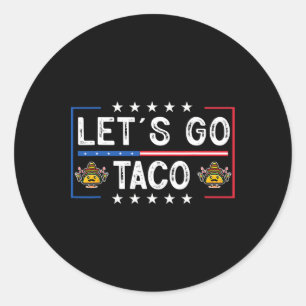 Sticker Rond Amusant Retro branché Allons-y Taco