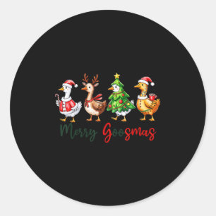 Sticker Rond Amusant Rétro Merry Goosemas Noël Silly Goose X