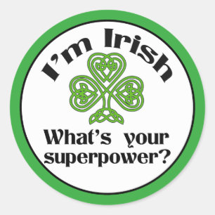 Sticker Rond Amusant Shamrock irlandais de la superpuissance