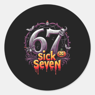 Sticker Rond Amusant Six Sept 6 7 Conception de Mème Amusant Ma