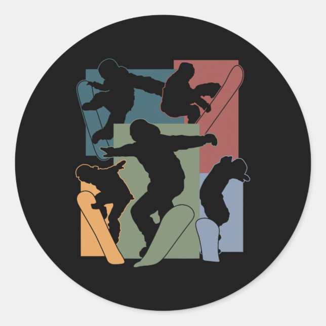 Sticker Rond Amusant Snowboard Snowboardeur Sports d'hiver (Devant)