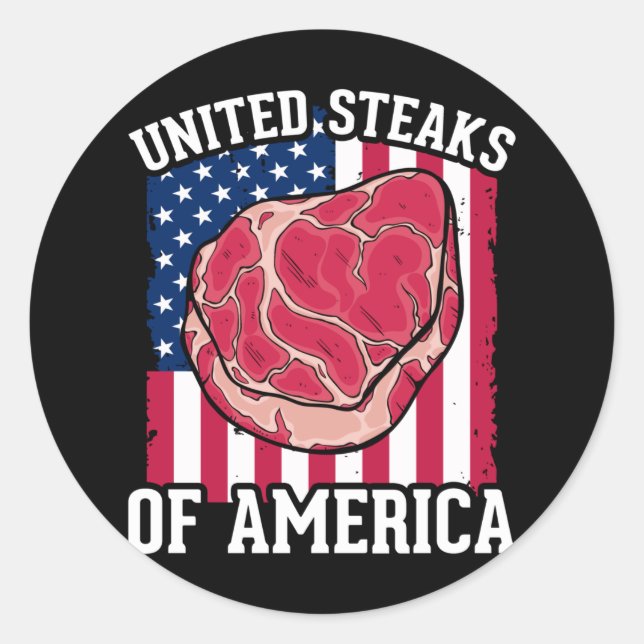 Sticker Rond Amusant Steaks Lover American Meat Boucher Humour (Devant)