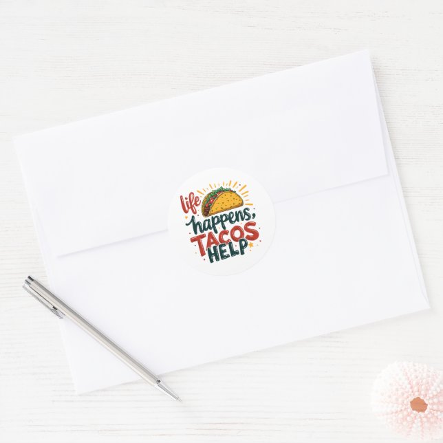 Sticker Rond Amusant Taco Lover Fiesta Humour alimentaire Art B (Enveloppe)