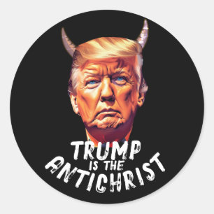 Sticker Rond Amusant Trump Antichrist