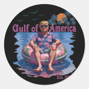 Sticker Rond Amusant Trump Chemise Golfe Des États-Unis Amériqu