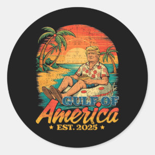 Sticker Rond Amusant Trump Chemise Golfe Des Etats-Unis Est 202