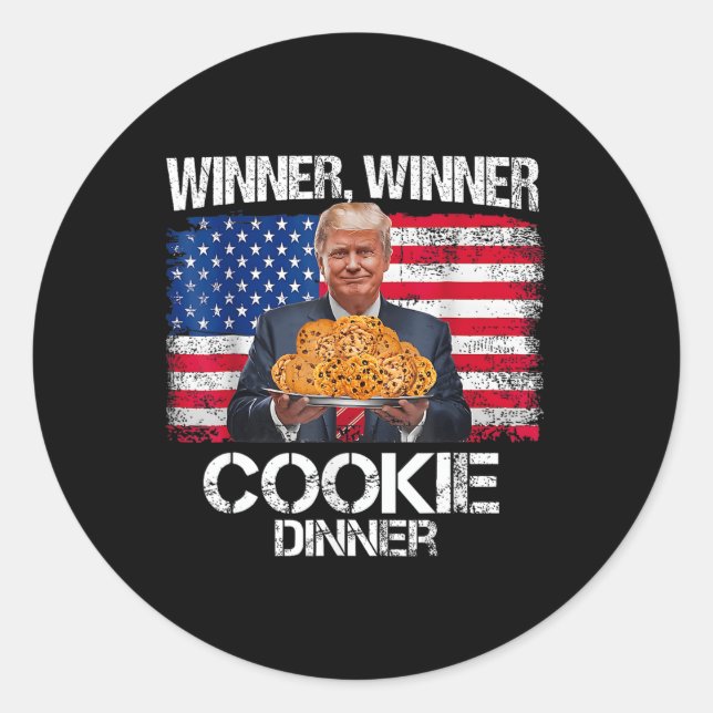 Sticker Rond Amusant Trump Conception de Noël Gagnant Cookie (Devant)
