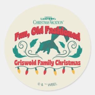 Sticker Rond Amusant, vieux style Griswold Noël de famille