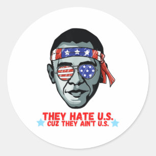 Sticker Rond Amusante 4 juillet Chemise Obama Pour Les Adultes
