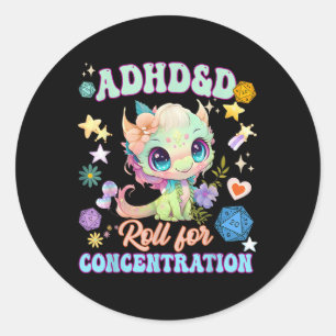 Sticker Rond Amusante Adhd& ; d Rouleau pour concentration M