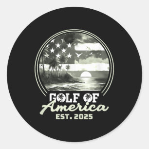 Sticker Rond Amusante Amérique des Etats-Unis Chemise Golfe des